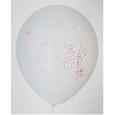 White It's A Girl Printed Balloons